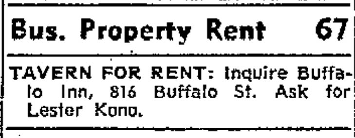 5-13-72 Buffalo Inn For Rent Ad